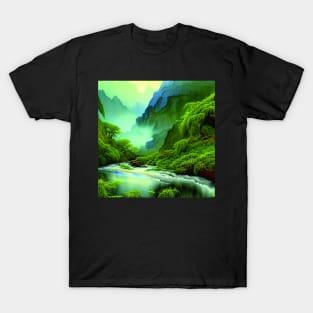 Digital painting of Mountains And Lake T-Shirt